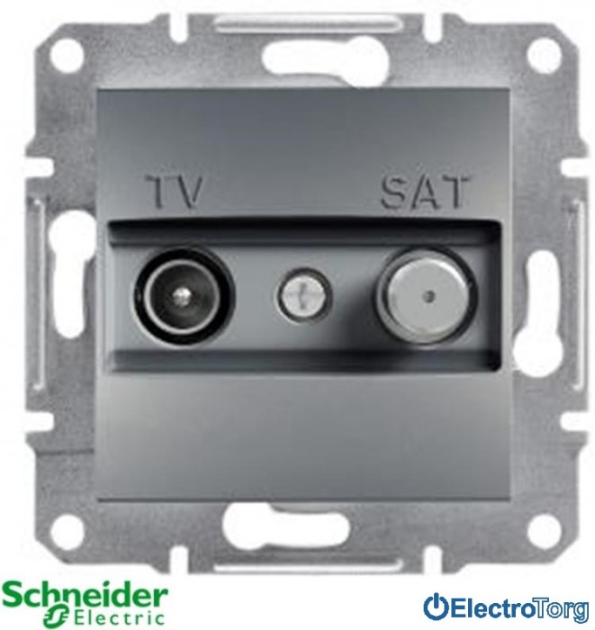 купить купить Розетка телевизионная SAT проходная (4 dB) сталь Asfora Schneider Electric (Шнайдер Электрик)  