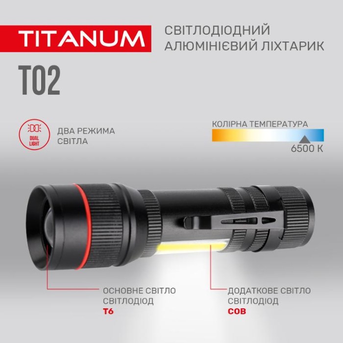 купить купить Портативний світлодіодний ліхтарик TITANUM TLF-T02 200Lm 6500K  