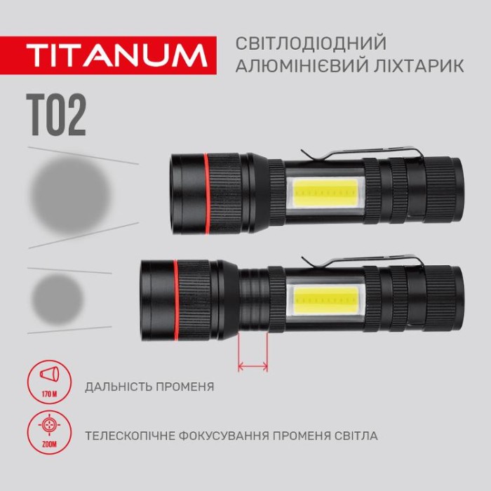 купить купить Портативний світлодіодний ліхтарик TITANUM TLF-T02 200Lm 6500K  