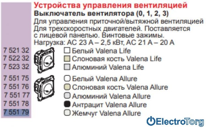 купить купить Механизм переключателя скорости вентилятора жемчужный Valena ALLURE Legrand  