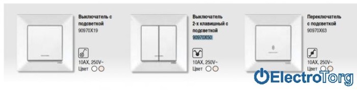 купить купить VI KO MERIDIAN  Выключатель двойной с подсветкой  
