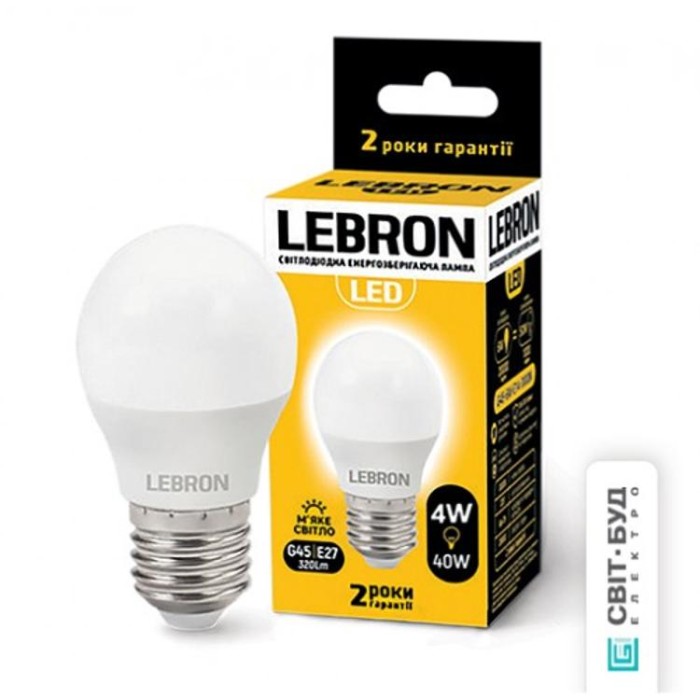 купить купить LED лампа L-G45, 4W, Е27, 3000K, 320Lm, угол 240° Lebron  