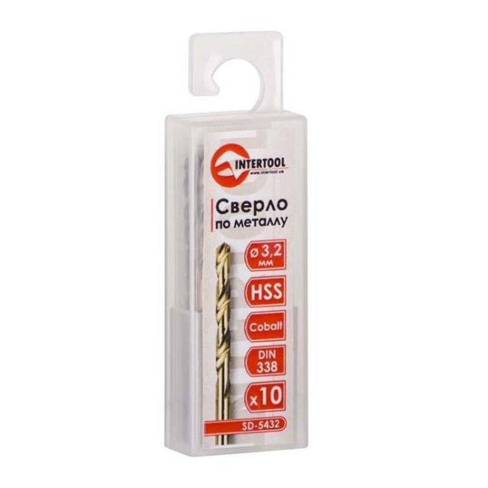 купить купить Сверло кобальтовое по металлу 3.2 мм HSS-Co, DIN 338 INTERTOOL SD-5432  