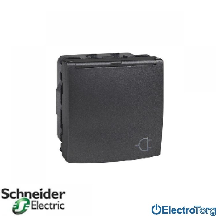 Розетка с заземлением с защитной крышкой со шторками 16А графитовая Unica Schneider