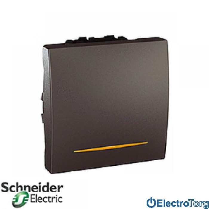 Переключатель (проходной выключатель) 1-клавишный с индикатором 16AX графитовый Unica Schneider