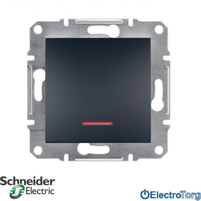 Выключатель кнопочный с подсветкой антрацит Asfora Schneider Electric (Шнайдер Электрик)