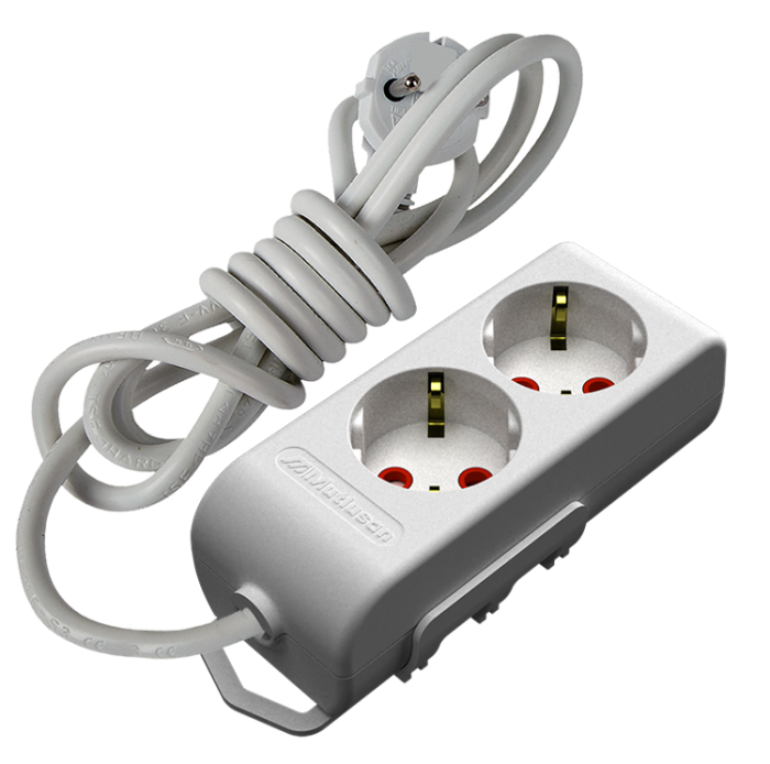 Подовжувач з/з, 2 гнізда, 3м, зі шторками, 16А, Ri-tech, Mutlusan (001 175 210002 03 00)