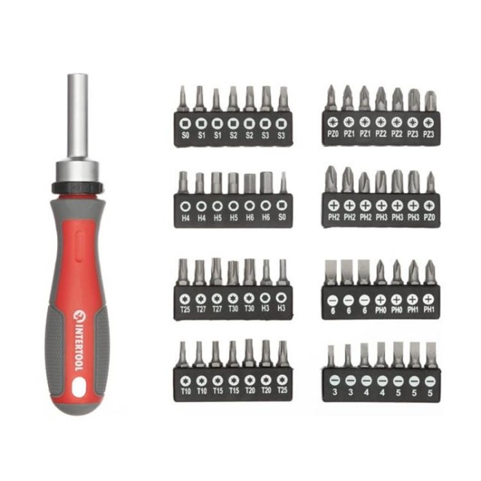 купить купить Отвертка реверсивная с комплектом насадок 57 ед INTERTOOL VT-3361  