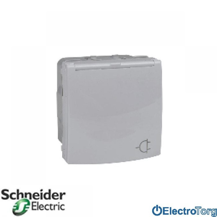 Розетка с заземлением с защитной крышкой со шторками 16А белая Unica Schneider