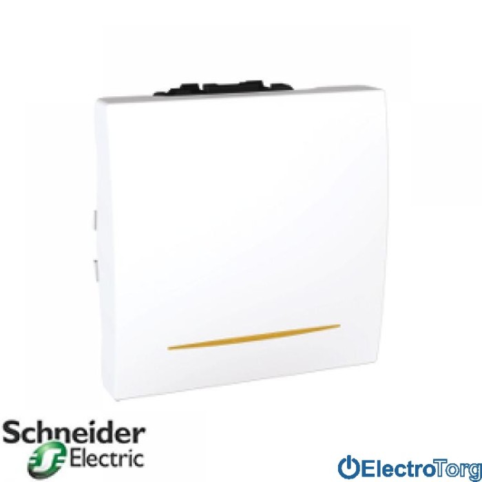 Переключатель (проходной выключатель) 1-клавишный с индикатором 16AX белый Unica Schneider