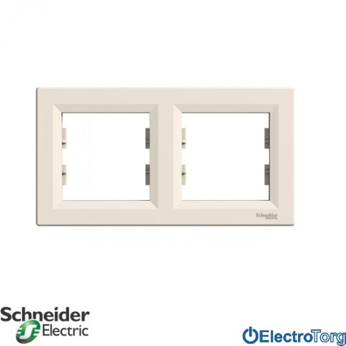 Рамка 2-постовая горизонтальная кремовая Asfora Schneider Electric (Шнайдер Электрик)