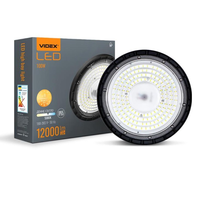 купить купить LED світильник висотний ХайБей VIDEX 100W 5000K 12000Lm 220V чорний  