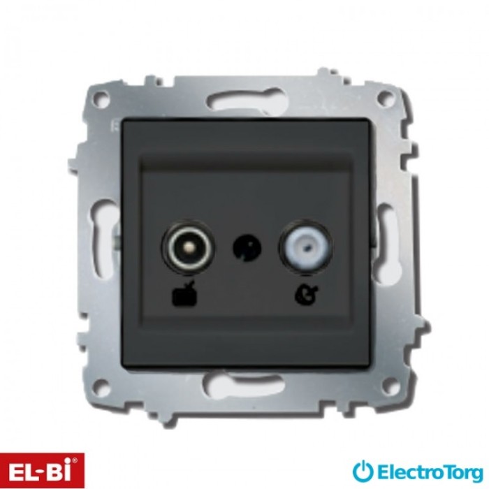 купить купить Розетка комп. + телефон ZENA модуль дымчатый (RJ45 Cat 5+ RJ 11) EL-BI  