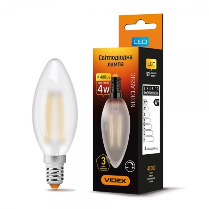 купить купить LED лампа Filament C37FMD 4W E14 4100K диммерная VIDEX  