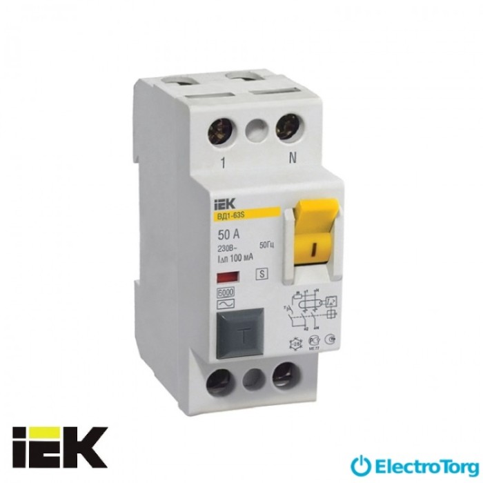 купить купить УЗО ВД1-63S 2Р 40А 100мА ИЭК (IEK)  