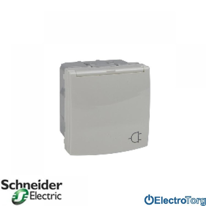 Розетка с заземлением с защитной крышкой со шторками 16А слоновая кость Unica Schneider