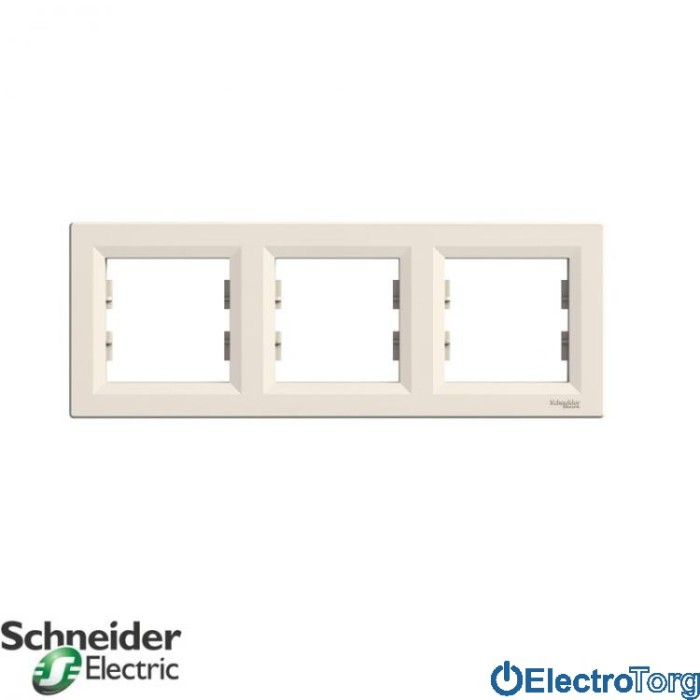 Рамка 3-постовая горизонтальная кремовая Asfora Schneider Electric (Шнайдер Электрик)