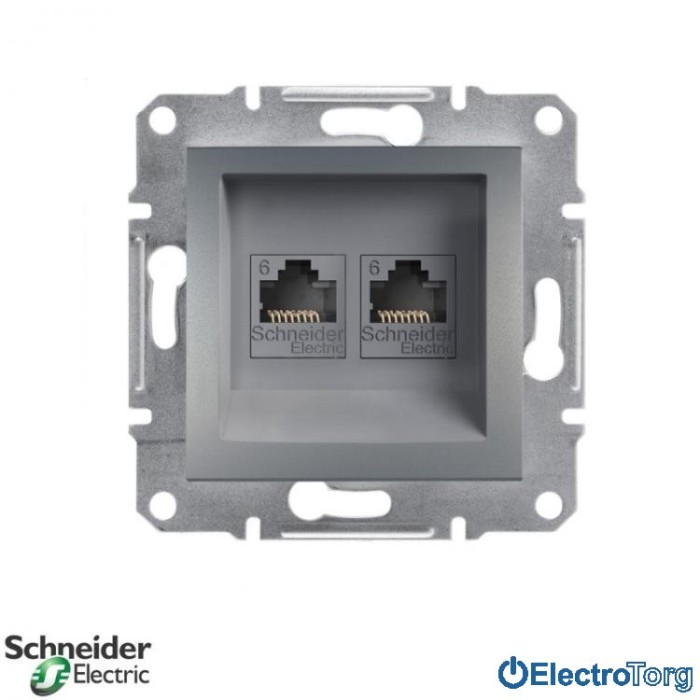 купить купить Розетка RJ45 компьютерная Кат.6 UTP двойная, сталь Asfora Schneider Electric (Шнайдер Электрик)  