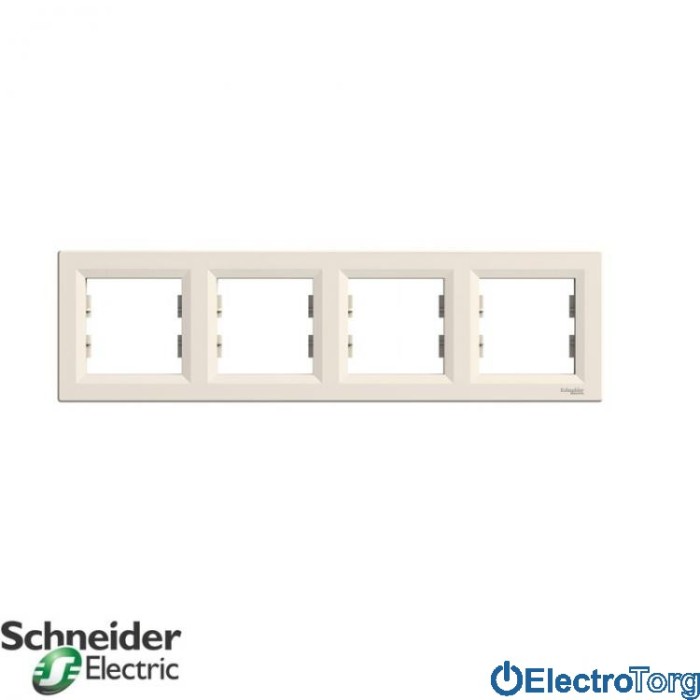 Рамка 4-постовая горизонтальная кремовая Asfora Schneider Electric (Шнайдер Электрик)