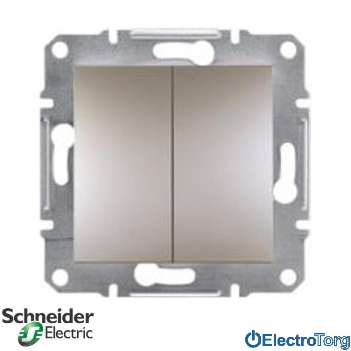 Выключатель двухклавишный кнопочный бронза Asfora Schneider Electric (Шнайдер Электрик)