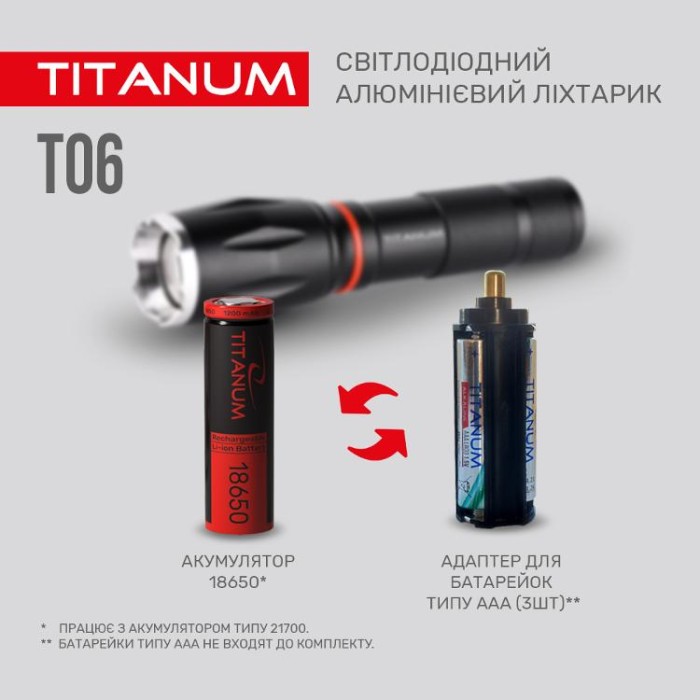 купить купить Портативний світлодіодний ліхтарик TITANUM TLF-T06 300Lm 6500K  