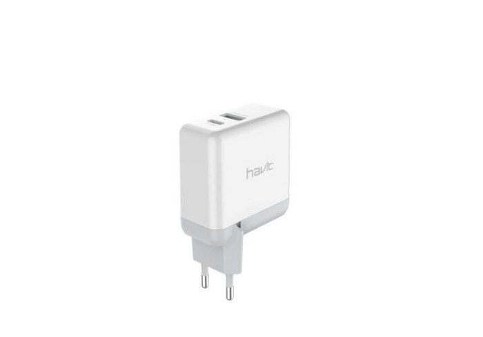 купить купить Швидкий зарядний пристрій HAVIT HV-H116 USB+Type-C QC3.0 White  