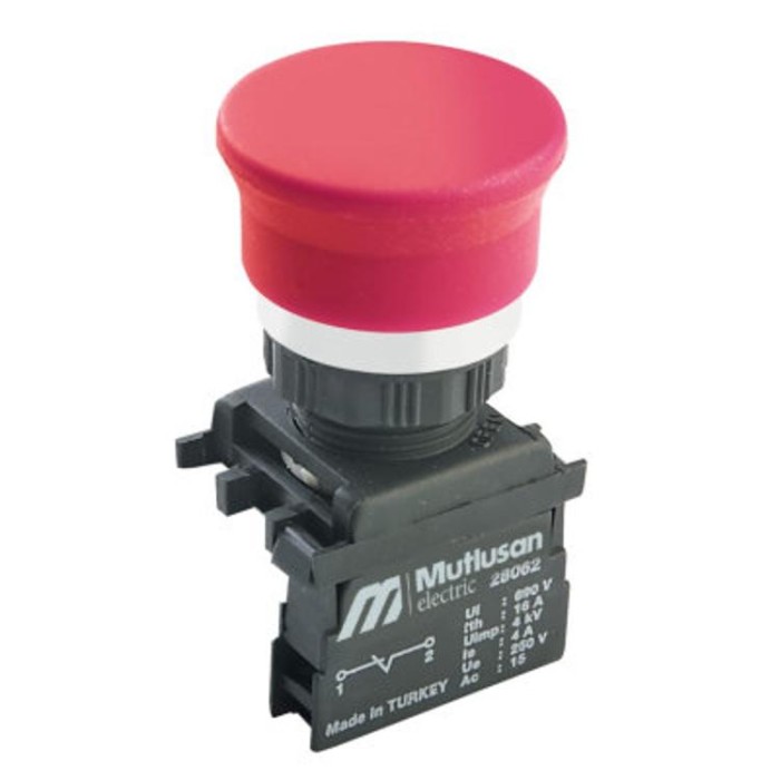 Кнопка-грибок  &amp;quot;СТОП&amp;quot; червона, 10 А, Mutlusan, (010 104 000037)