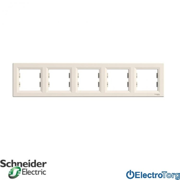Рамка 5-постовая горизонтальная кремовая Asfora Schneider Electric (Шнайдер Электрик)