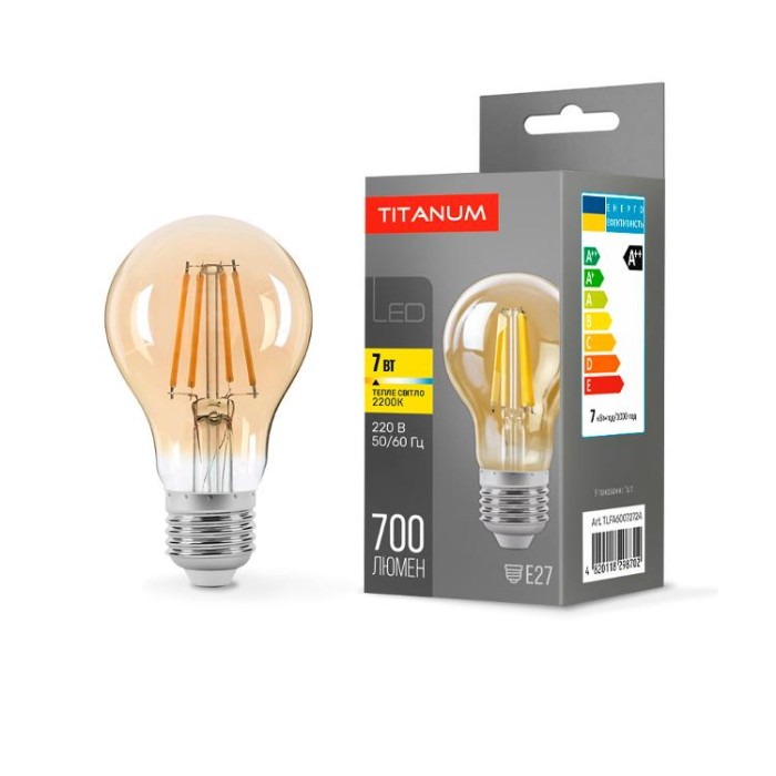 купить купить LED лампа TITANUM  Filament A60 7W E27 2200K бронза  