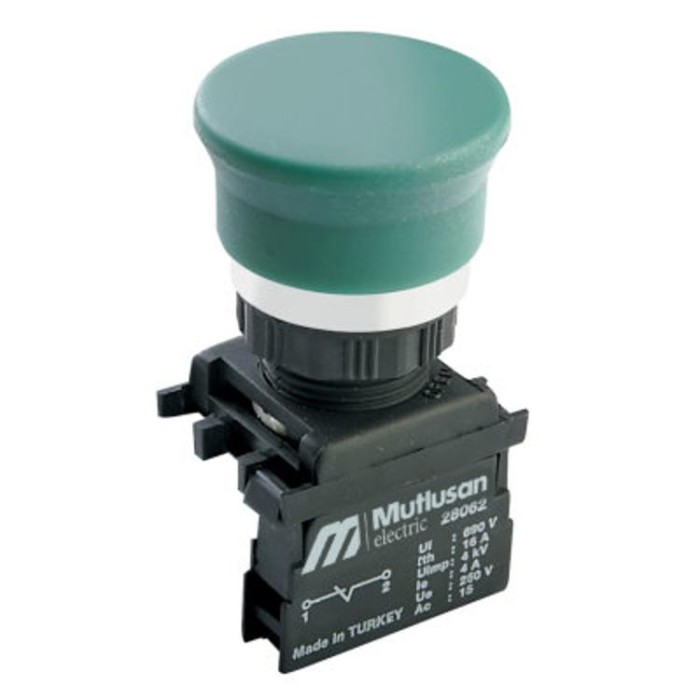 Кнопка-грибок &amp;quot;СТАРТ&amp;quot; зелена, 10 А, Mutlusan, (010 104 000038)