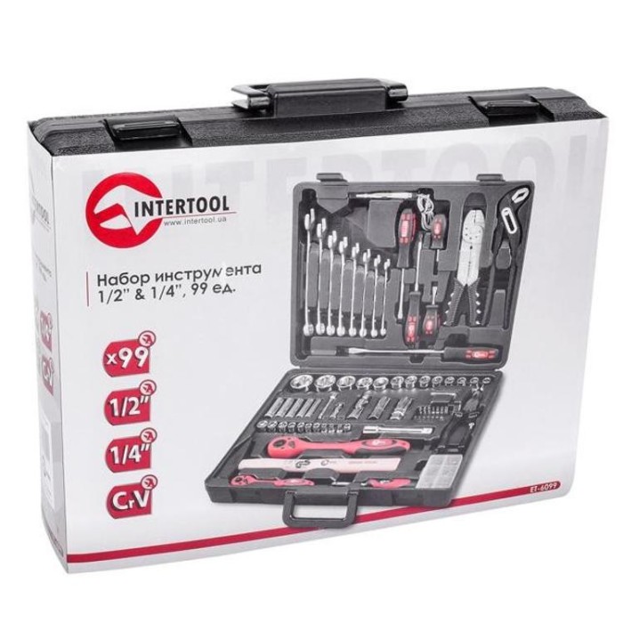 купить купить Профессиональный набор инструментов 1/2&quot;&amp;1/4&quot;99 ед. INTERTOOL ET-6099  