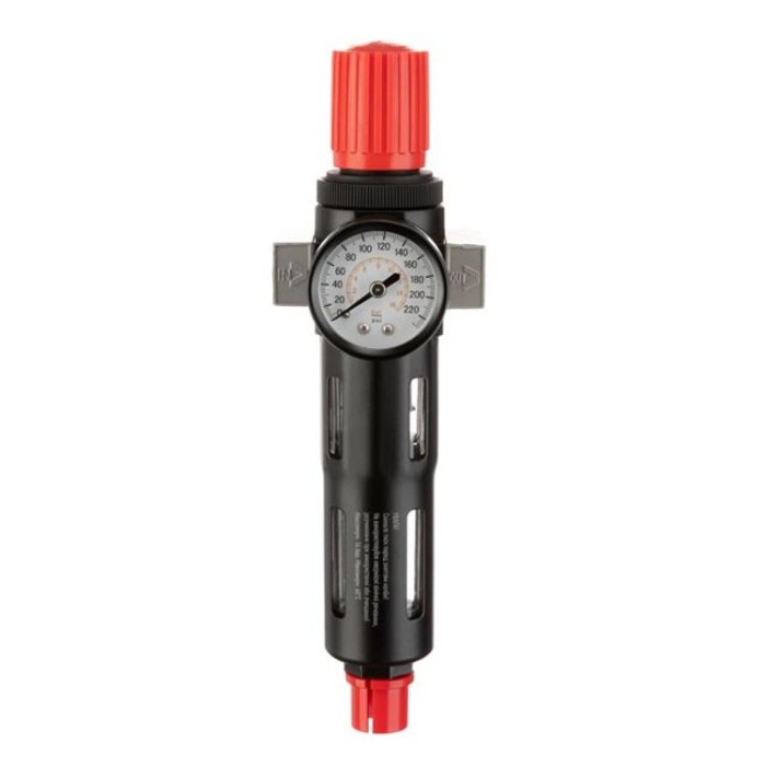 купить купить Фильтр для очистки воздуха с редуктором 1/4&quot;, 5мкм, 1200 л/мин, металл, профессиональный INTERTOOL PT-1419  
