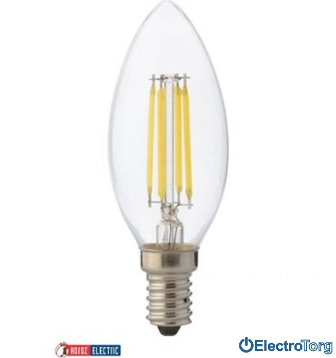 купить купить Лампа филаментная светодиодная SMD LED 4W свеча Е14 2700К/4200K Horoz Electric  