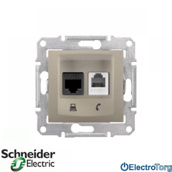 Телефонная+компьютерная розетка RJ11+RJ45 6 UTP титановая Sedna Schneider Electric (Шнайдер Электрик)