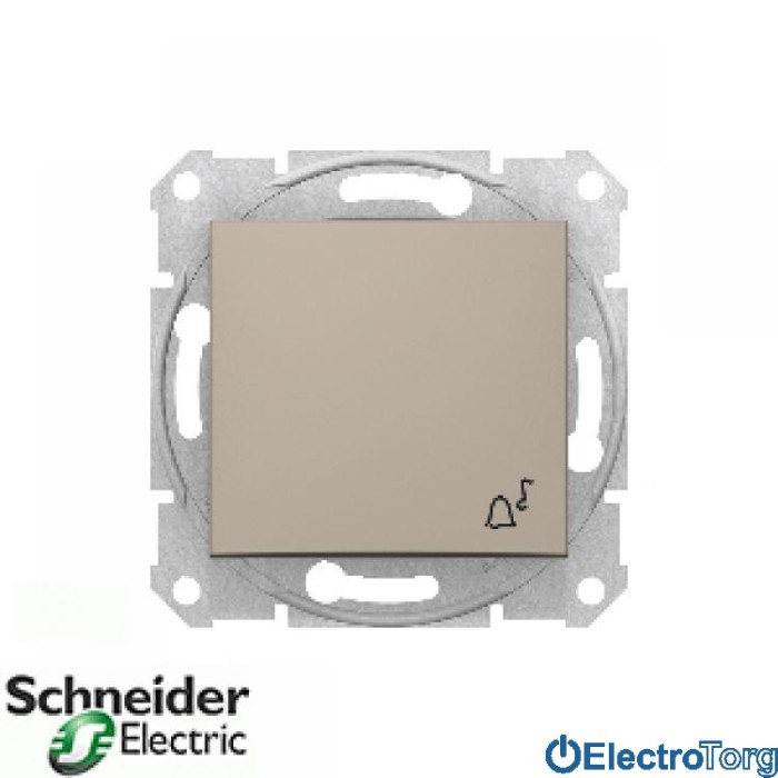 Кнопочный выключатель с символом звонка титановый Sedna Schneider Electric (Шнайдер Электрик)