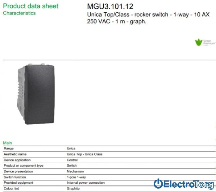 Выключатель 1-клавишный 10AX графитовый Unica Schneider