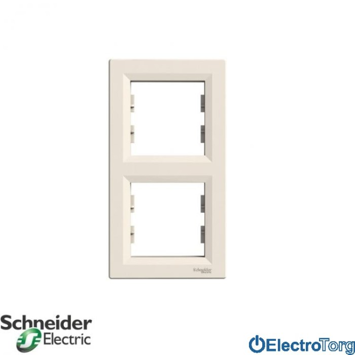 Рамка 2-постовая вертикальная кремовая Asfora Schneider Electric (Шнайдер Электрик)