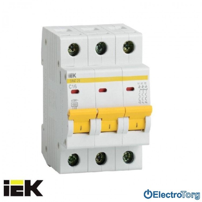 купить купить Автоматический выключатель ВА47-29 3P 4,5кА B 25A ИЭК(IEK)  