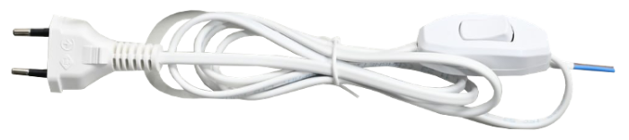 Провід мережевий з вилкою б/з, ПВС 2х0,50, 1,5м, білий, з вимикачем