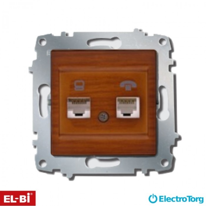 купить купить Розетка комп. + телефон ZENA модуль вишня(RJ45 Cat 5+ RJ 11) EL-BI   