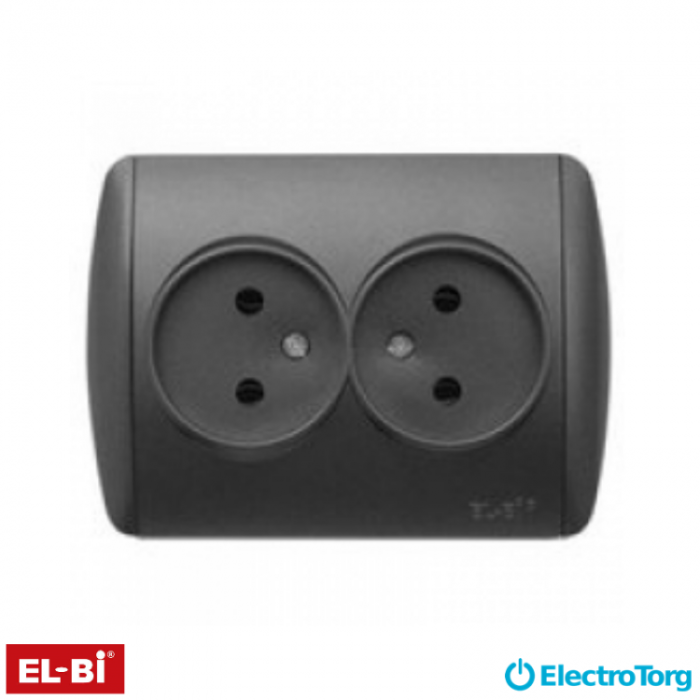 купить купить Розетка ZIRVE 2-я SL- F- черный с вставкой EL-BI  
