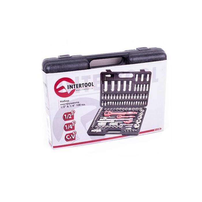 купить купить Набор инструментов Cr-V 1/2&quot;и 1/4&quot;108 ед. INTERTOOL ET-6108  