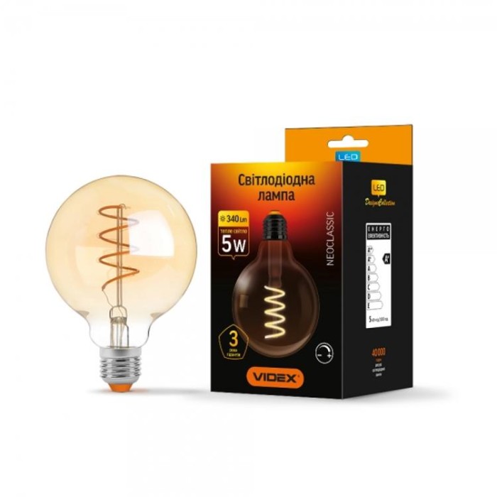 купить купить LED лампа Filament G95FASD 5W E27 2200K диммерная бронза VIDEX  
