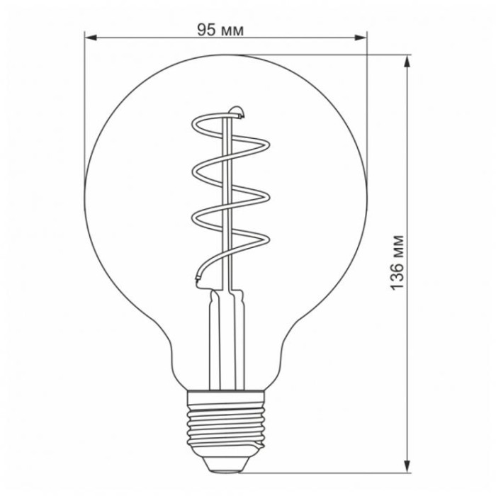 купить купить LED лампа Filament G95FASD 5W E27 2200K диммерная бронза VIDEX  