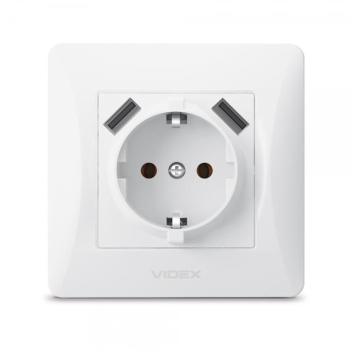 купить купить Розетка одинарная с заземлением и 2USB белая VIDEX BINERA  