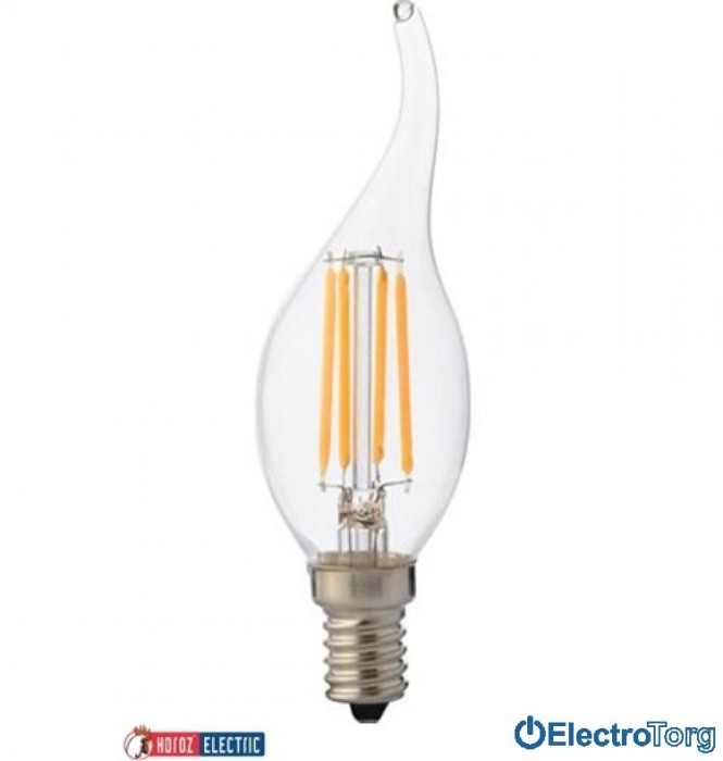 купить купить Лампа филаментная светодиодная  SMD LED 4W свеча на ветру Е14 2700К/4200K Horoz Electric  