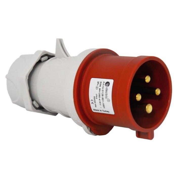 купить купить Вилка силовая 16А / 4 (3Р + РЕ) IP44, TP electric (3122-301-1601)  
