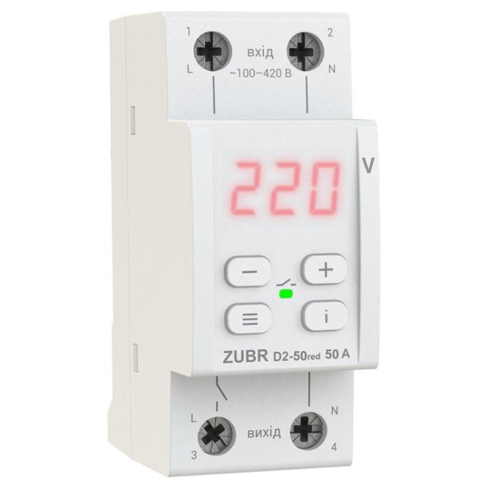 купить купить Реле напряжения D2-50 red на din-рейку ZUBR  