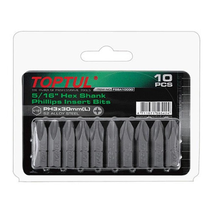 купить купить Набор насадок отверточных TOPTUL 5/16&quot; L30мм PH3 10ед. FSBA1003G  
