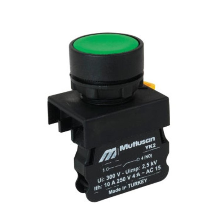 Кнопка &amp;quot;СТАРТ&amp;quot; зелена, 10 А, Mutlusan, (010 104 000004)